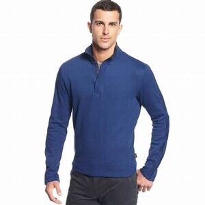 BOSS Hugo Boss Men’s Piceno Mock Neck Sweater in Blue-Size Large
